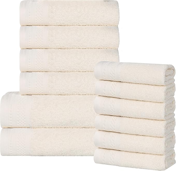 Superior Honeycomb 100% Cotton 500 GSM 12 Piece Bath Towel Set, 6 Washcloths by SUPERIOR