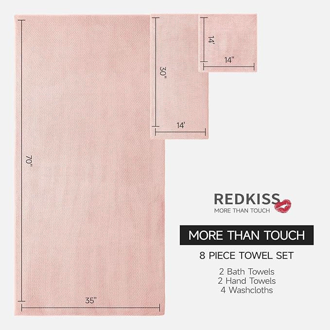 REDKISS Pink Towel Set of 8 - Image 2