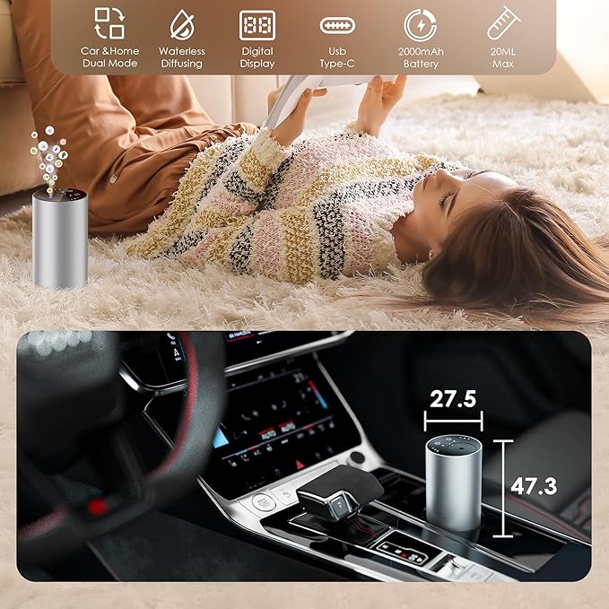 Essential Oil Diffuser with 3 Spray Modes, Battery Operated, LED Timing Display - Image 7