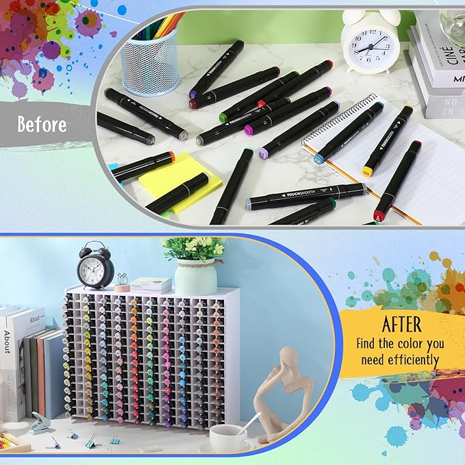 2 Pack Marker Storage Organizer, 600 Slots Total Art Supply Holder - Image 3
