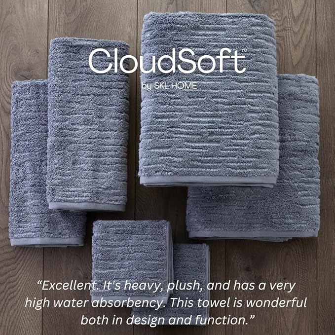 SKL Home CloudSoft Cotton Luxury 2-Piece Hand Towel Set, Smoke Blue - Image 5