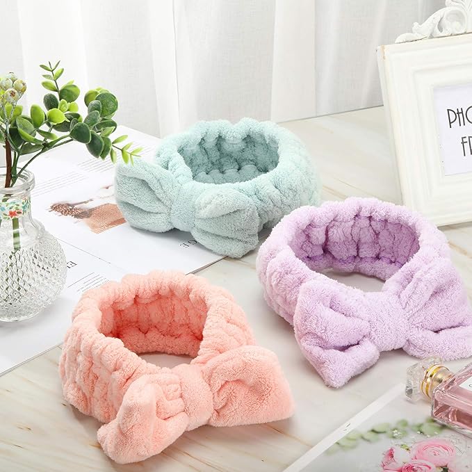 3 Pieces Wash Face Headband Makeup Spa Headband Towel Terry Hair Bands - Image 5