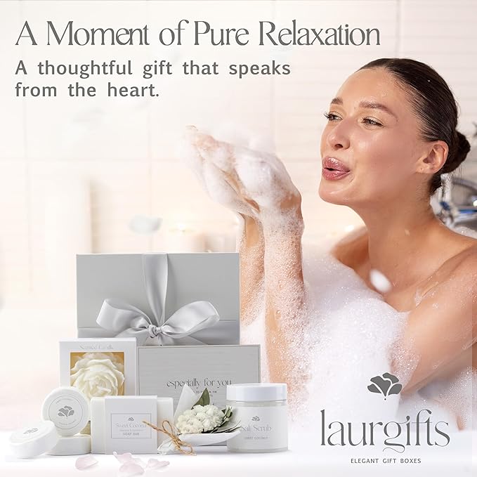 Mothers Day Spa Basket for Women – Sweet Coconut Luxury Candle & Bath Set - Image 7