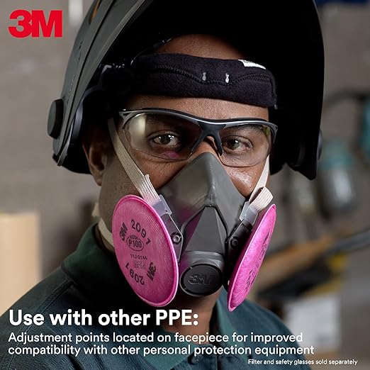 3M Half Facepiece Reusable Respirator 6300, Four-Point Harness, Comfortable Fit - Image 4