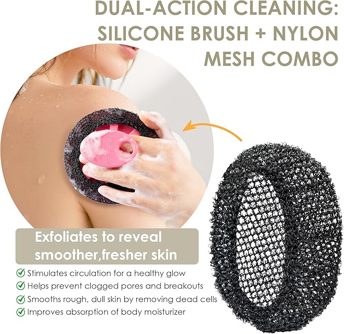 INNERNEED Exfoliating Net Cover Sponge Bath Scrubbing Loofah Rough Washcloth - Image 4