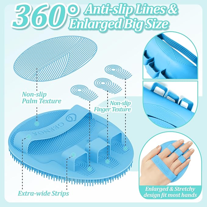 Silicone Bath Glove & Face Scrubber Set 2PCS, 360° Anti-Slip & Hand-fit Body - Image 5
