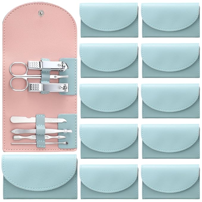 12 Set Manicure Set Bulk Mini Manicure Nail Clipper Kit 7 in 1 Stainless Steel by Lanties