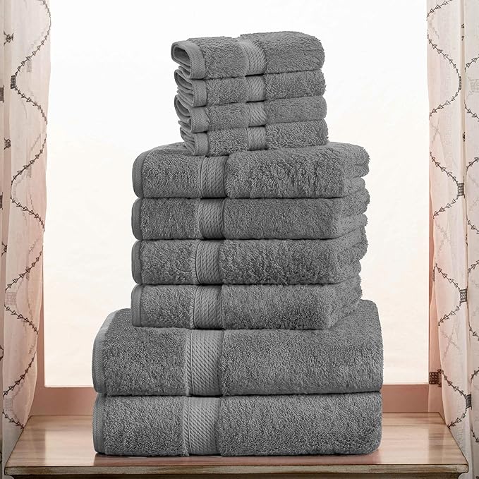 Superior Egyptian Cotton Pile 10 Piece Towel Set, Includes 2 Bath, 4 Hand - Image 2