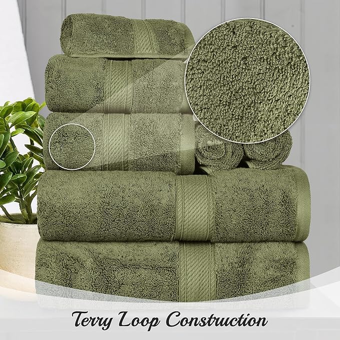 Superior Egyptian Cotton Pile 8 Piece Towel Set, Includes 2 Bath, 2 Hand - Image 5