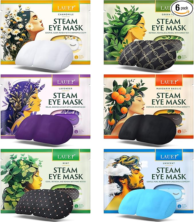 Heated Eye Steam Mask Dry Eyes Self Warm Compress Dark Circles Puffiness Set of by LAUERCOSMETIC