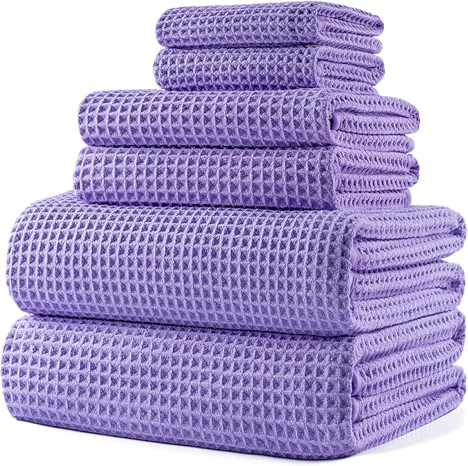 POLYTE 430 GSM Microfiber Quick Dry Lint Free Oversize Bath Towel Set, 6 Piece by Polyte