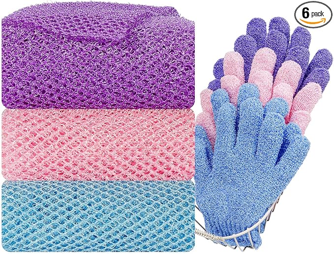 6 Pack African Bath Sponge Exfoliating Glove Set Nylon African Exfoliating Net by Unknown