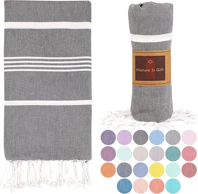 Beach Towel 100% Cotton Turkish Beach Towel Adult 38x70 Inch Pre-washed by NatureIsGift