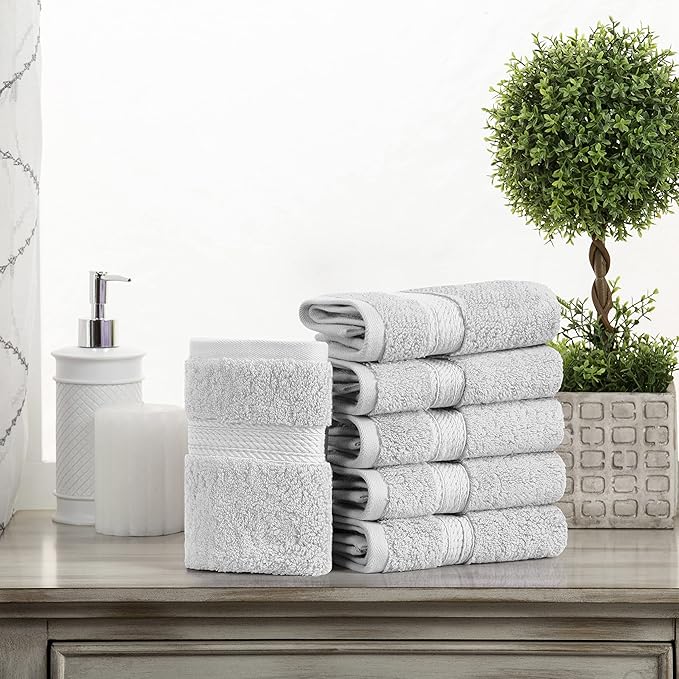 SUPERIOR Egyptian Cotton Pile Face Towel/Washcloth Set of 6, Ultra Soft Luxury - Image 2