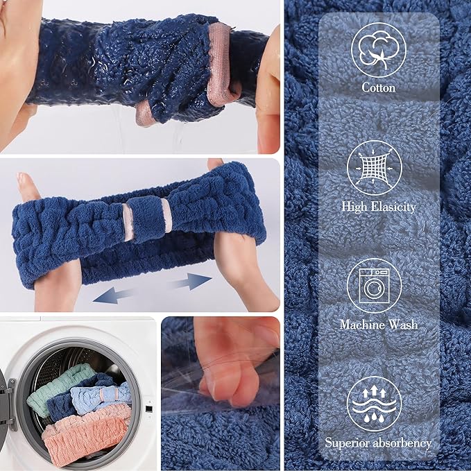 DiyJibb 9 Pcs Spa Headband for Washing Face, Skincare Headband and Wristband Set - Image 7