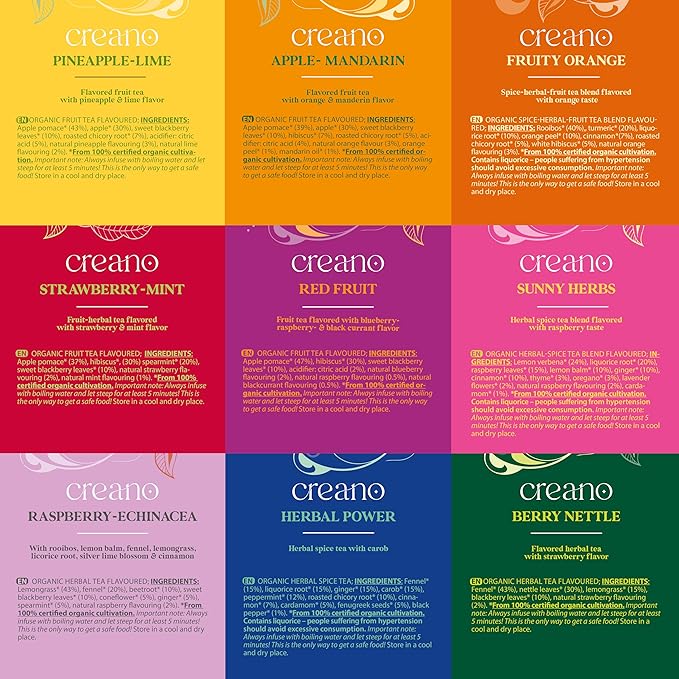 Creano Organic Herbal & Fruit Tea Gift Set – 45 Organic Tea Bags in 9 Dreamy - Image 4