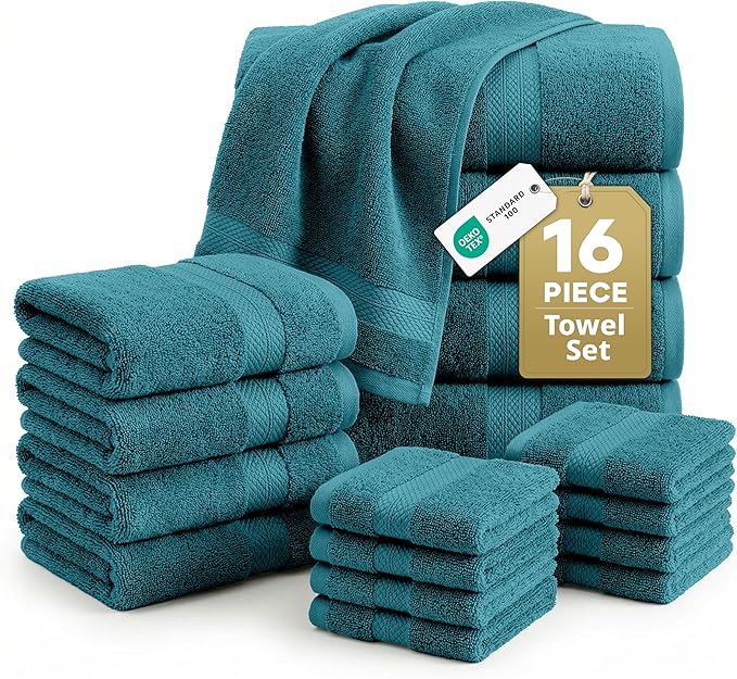LANE LINEN Luxury Cotton Bath Towel Set of 16 by LaneLinen
