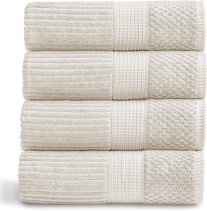 Springtree Home 100% Cotton Bath Towel Set of 4 | Super Soft & Absorbent by SpringtreeHome