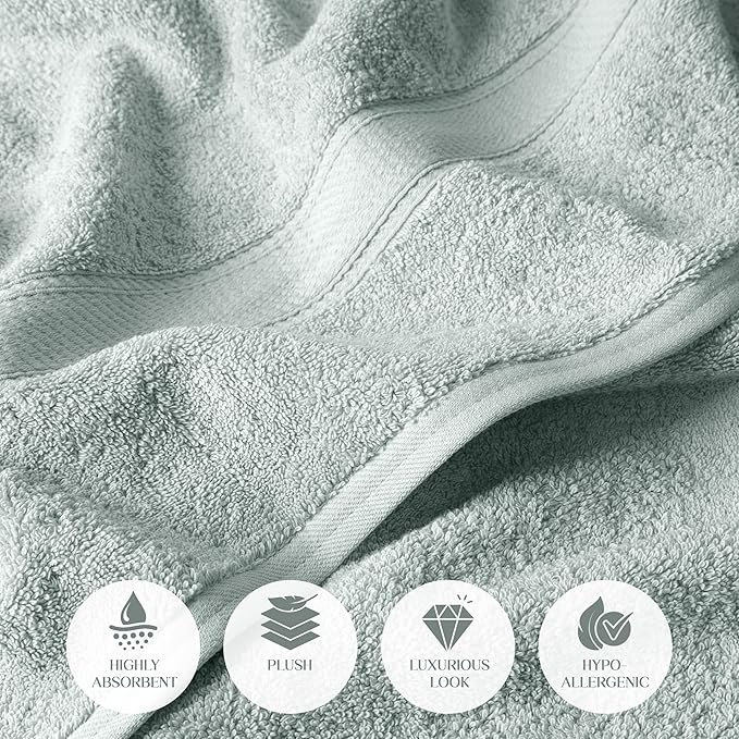 SUPERIOR Egyptian Cotton Pile Bath Towel Set of 2, Ultra Soft Luxury Towels - Image 7