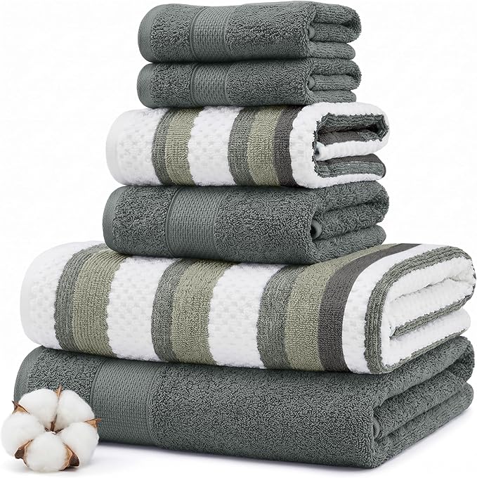 Modern Threads Pax 6-Piece Reversible Yarn Dyed Jacquard Towel Set by ModernThreads