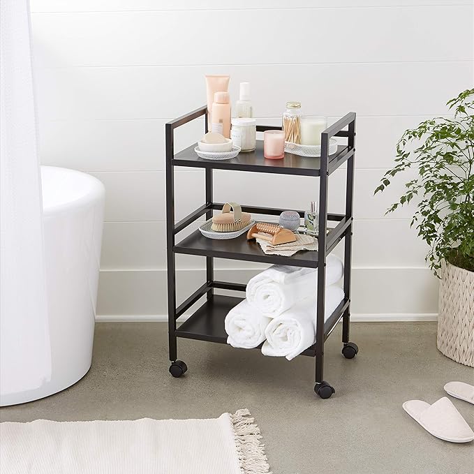 Amazon Basics 3-Tier Metal Rolling Utility Cart, Storage Organizer, Mobile - Image 9