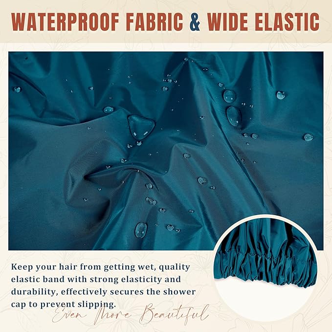 Reusable Shower Cap for Women, Large Waterproof Shower Bonnet - Image 6