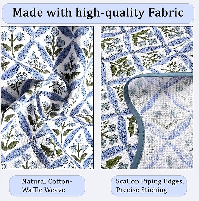 Ridhi Block Print Light Steel Blue Cotton Spa/Beach Towel 27"x54" Set of 2 - Image 6