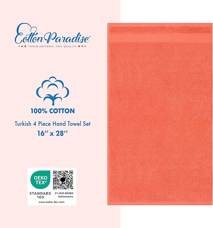 Cotton Paradise Hand Towels for Bathroom, 100% Cotton Turkish 4 Piece Hand - Image 4