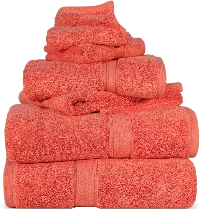 SUPERIOR Egyptian Cotton Pile 6 Piece Towel Set, Includes 2 Bath, 2 Hand by SUPERIOR