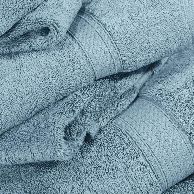SUPERIOR Solid Egyptian Cotton Towel Set, Washcloths 13” x 13”, Hand Towels 20” - Image 8