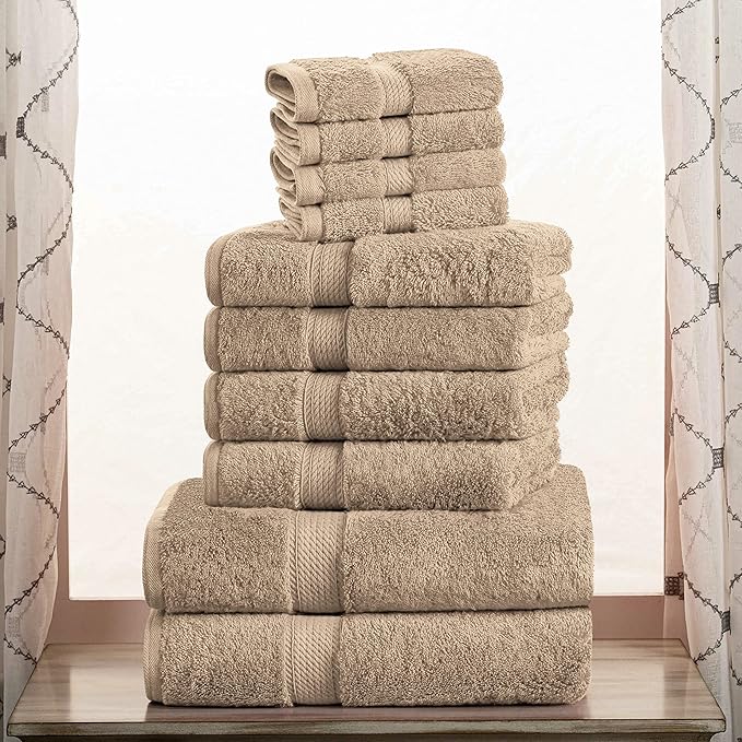 Superior Egyptian Cotton Pile 10 Piece Towel Set, Includes 2 Bath, 4 Hand - Image 2