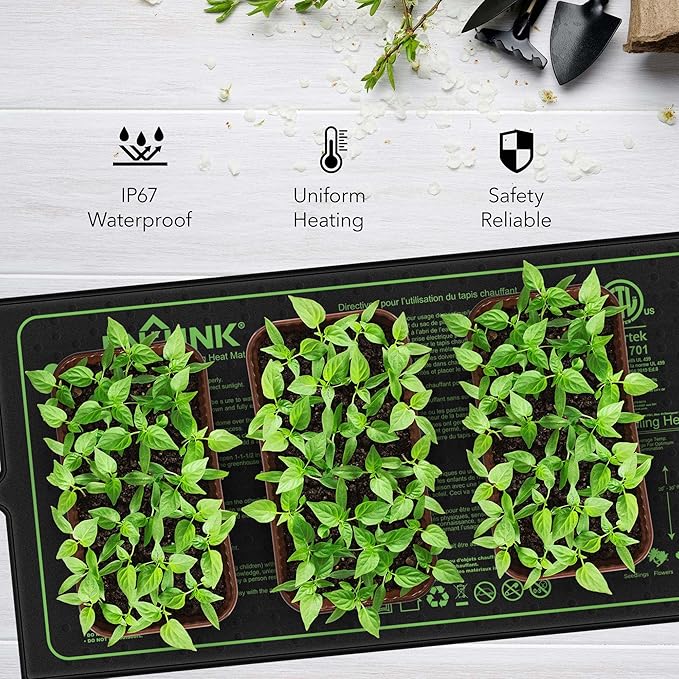 BN-LINK Seedling Heat Mat for Seed Starting 10" x 20.75", 4 Pack Daisy - Image 7