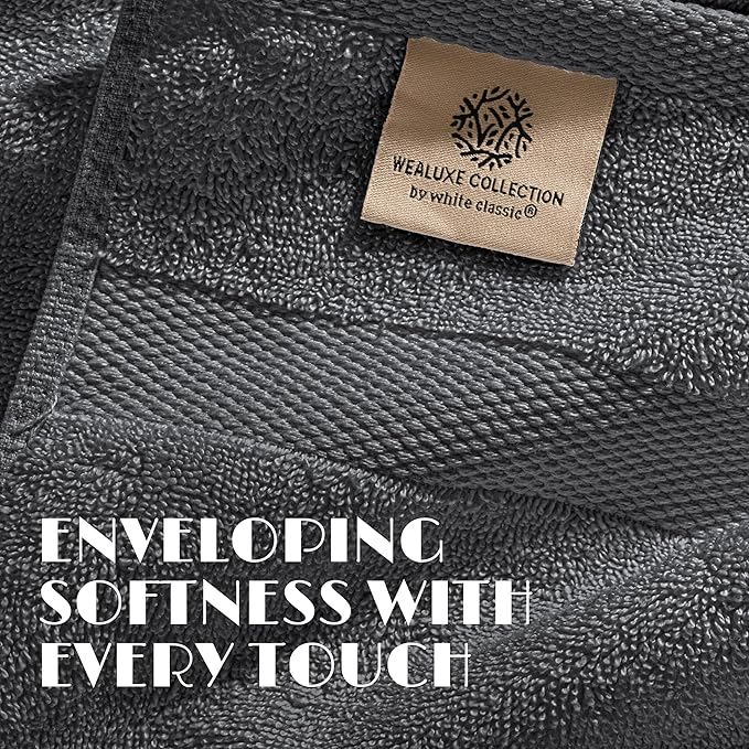 White Classic Wealuxe Grey Hand Towels - Image 3