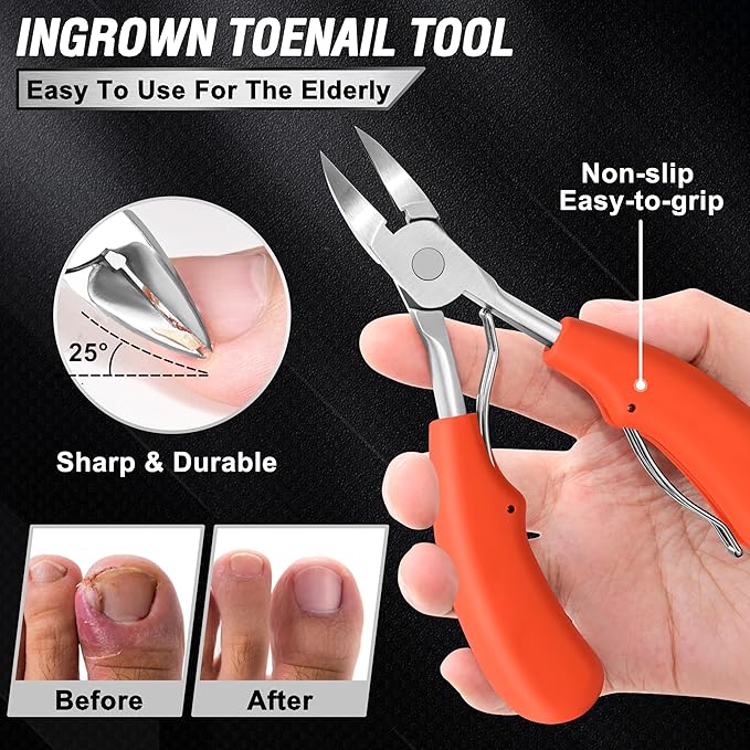 Toenail Clippers for Seniors Thick Toenails, Aucurwen Heavy Duty Toe Nail - Image 3