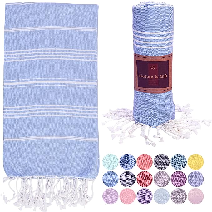 Turkish Beach Towel | 100% Cotton, 38 x 70 Inches | Quick Dry, Sand Free by NatureIsGift