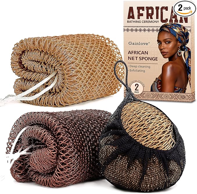 2 Pack African Net Sponge Exfoliating Body Scrubber Bath Sponge by Unknown