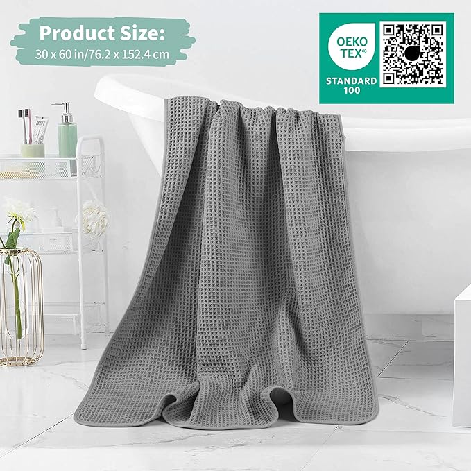 MICROFI New Microfiber Waffle Bath Towels, 2 Pieces, Fast Drying, Lint Free 430 - Image 5