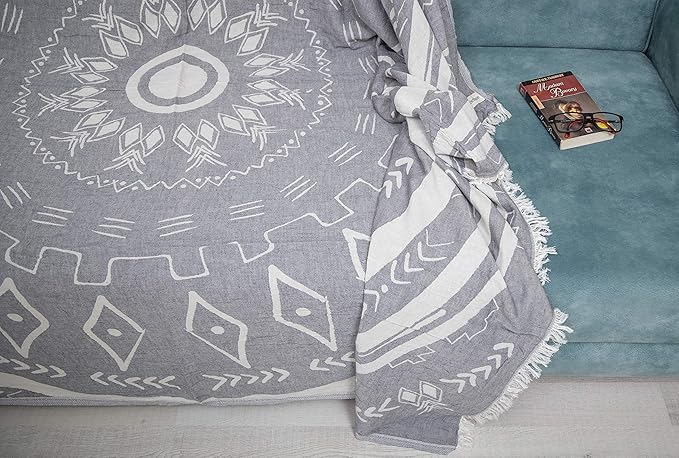 Bersuse 100% Cotton Kona XL Throw Blanket Turkish Towel Beach Blanket - Image 3