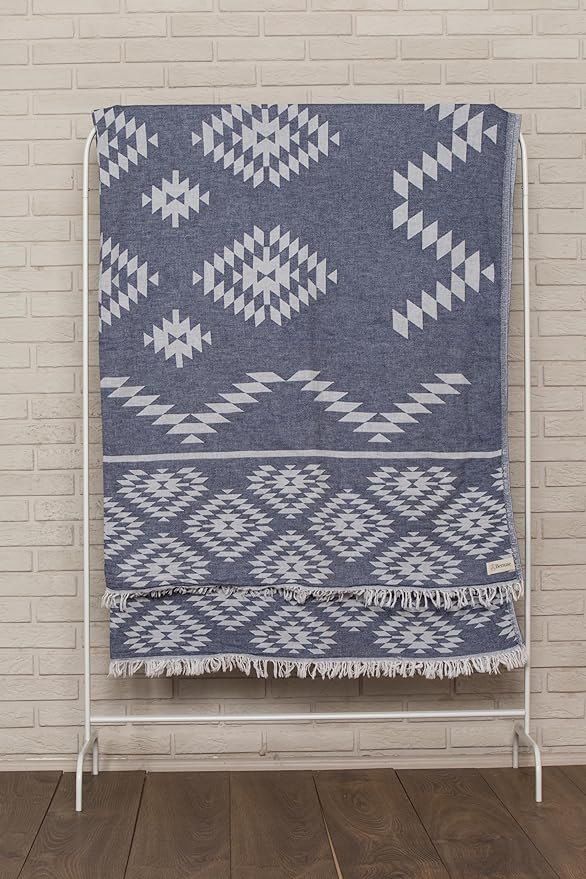 Bersuse 100% Cotton Teotihuacan XL Throw Blanket Turkish Towel Beach Blanket - Image 8
