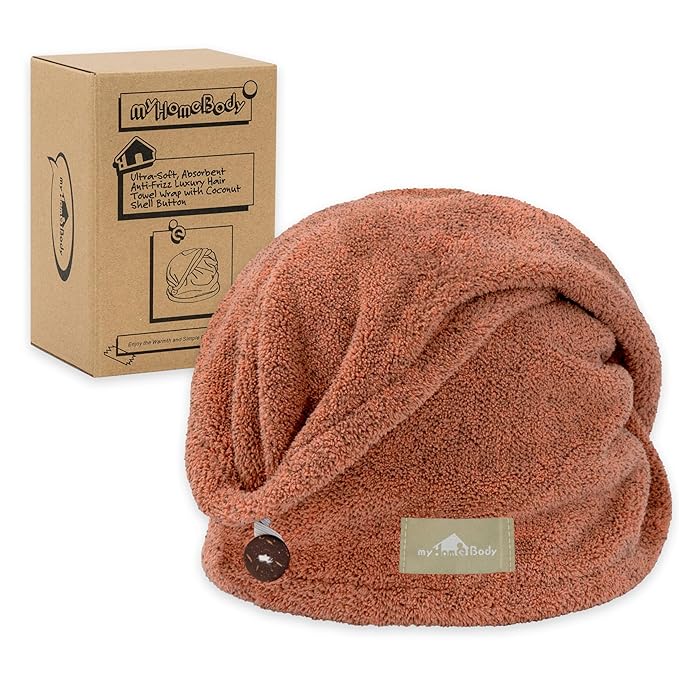 myHomeBody Hair Towel Wrap, Luxury Quick Drying Turban, Ultra Soft Absorbent by myHomeBody
