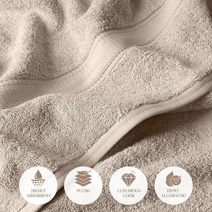 SUPERIOR Egyptian Cotton Pile Bath Towel Set of 2, Ultra Soft Luxury Towels - Image 5