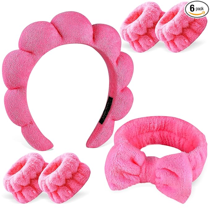 Zkptops 6Pcs Spa Headband for Washing Face Wristbands Set Women Bubble Makeup by ZKPTOPS