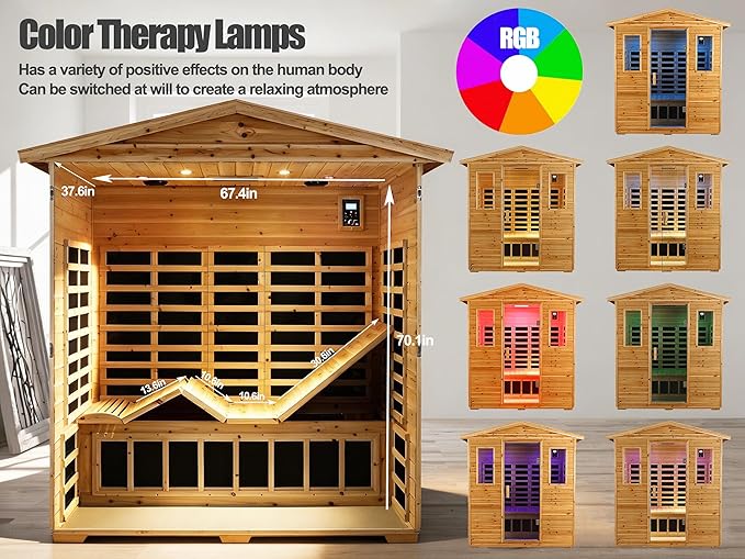 Full Spectrum Sauna, Outdoor Sauna 3 Person Infrared Sauna, Infrared Saunas - Image 5
