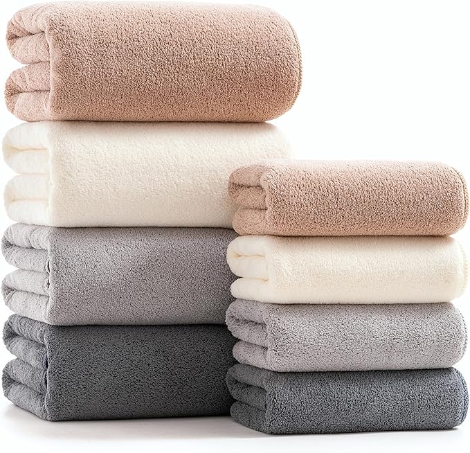 sakano Family Sized 8 Piece Towel Bundle, 4 Bath Towels and 4 Hand Towels by Unknown