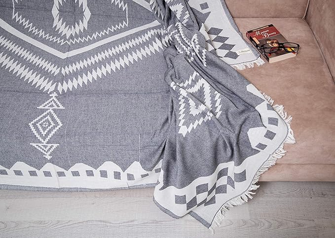 Bersuse 100% Cotton Bahamas XL Throw Blanket Turkish Towel Beach Blanket - Image 4