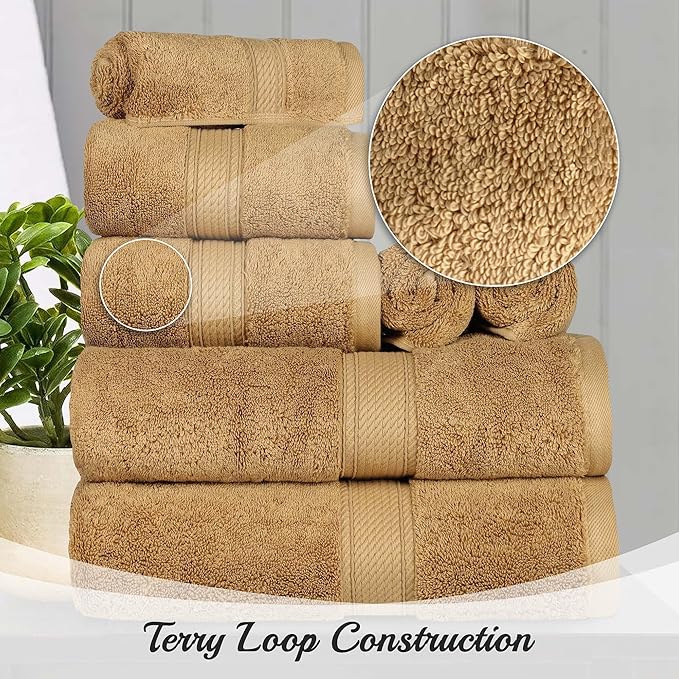 Superior Egyptian Cotton Pile 10 Piece Towel Set, Includes 2 Bath, 4 Hand - Image 3