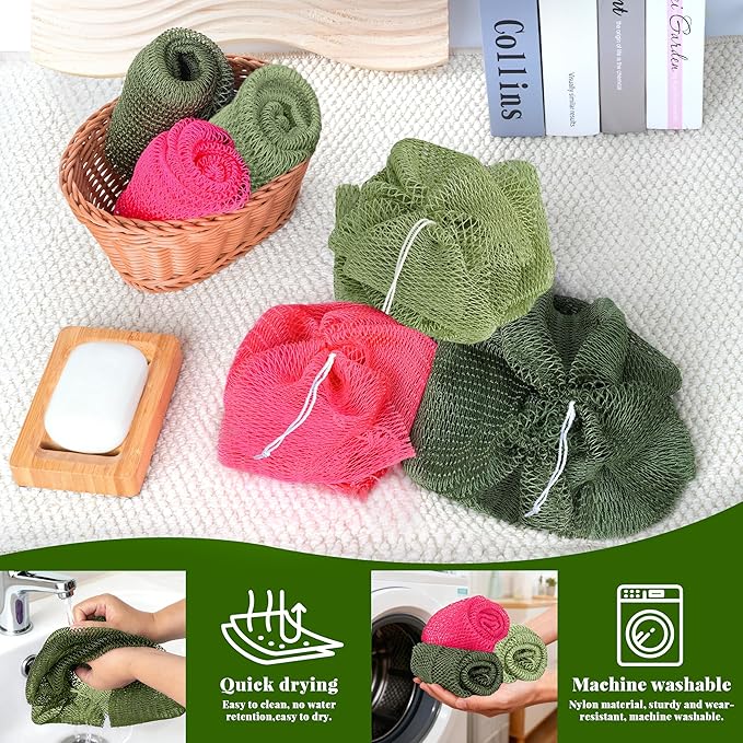 African Net Sponge Authentic, 3 Pieces Exfoliating Scrubber Bath Sponge - Image 5