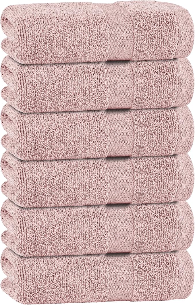 White Classic Pink Hand Towels for Bathroom Cotton Hand Towel Bulk for Gym by WhiteClassic