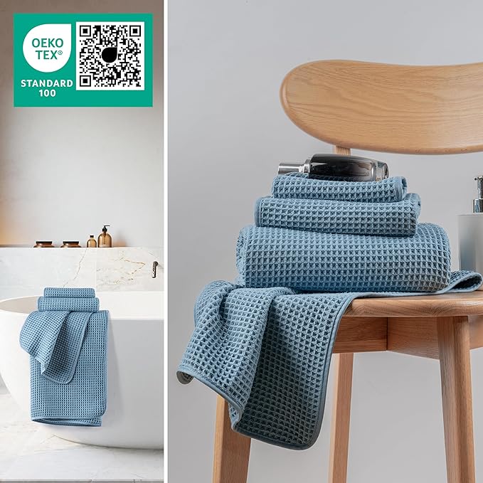 MICROFI Microfiber Waffle Bath Towels, 3 Pieces, Fast Drying, Lint Free - Image 4