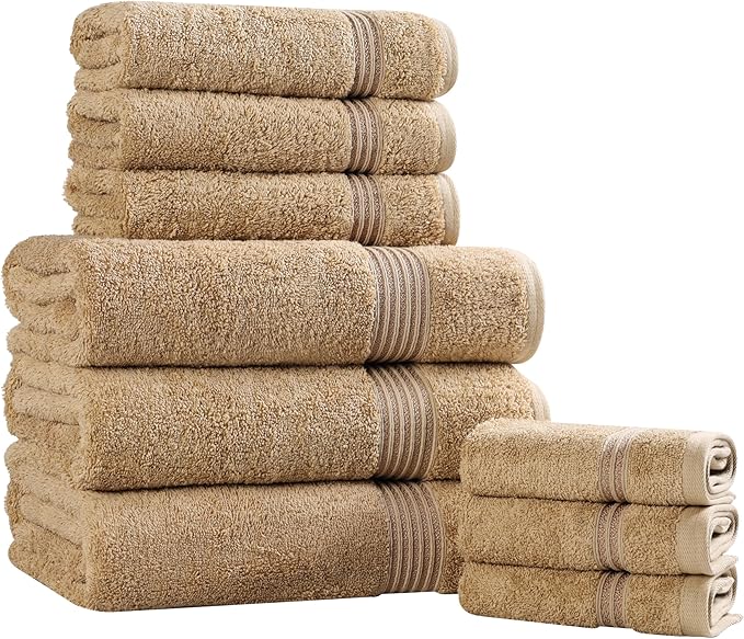Superior Egyptian Cotton 9-Piece Towel Set, Guest Bath Decor Essentials - Image 2
